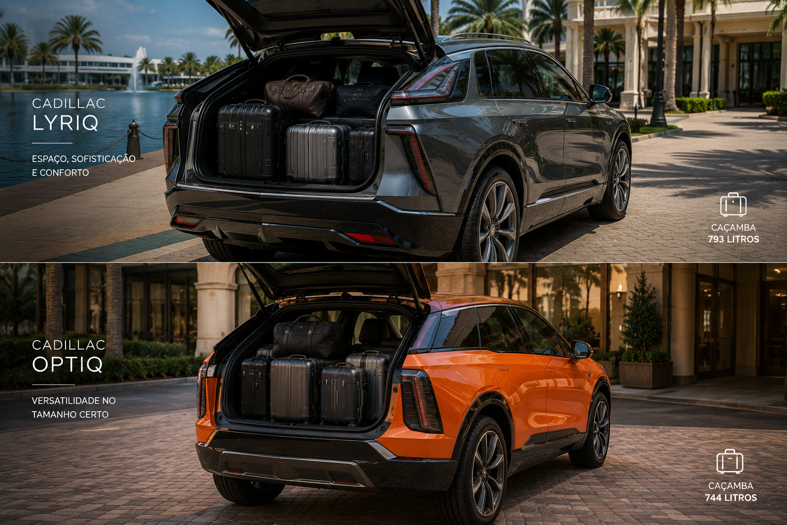 Porta-malas do Cadillac Lyriq e Optiq com malas
