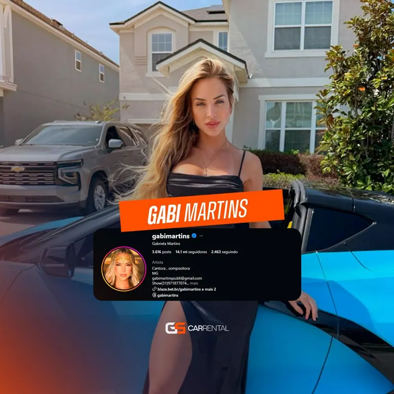 Gabi Martins - cliente GS Car Rental