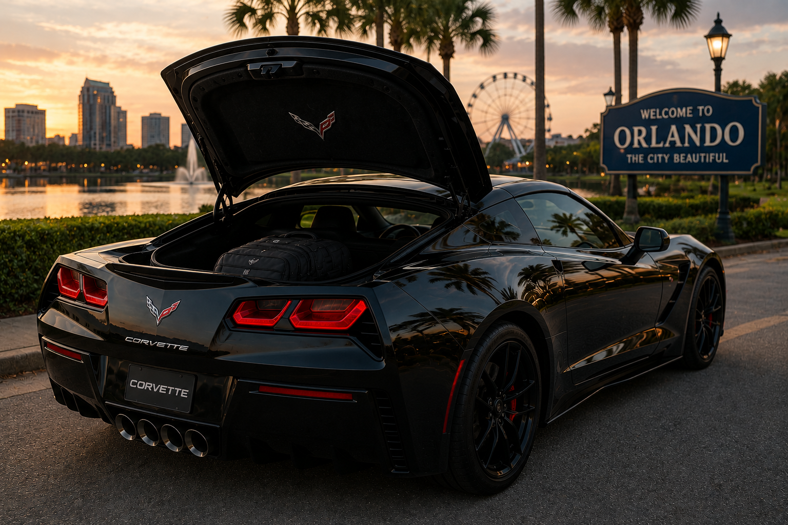 Porta-malas da Corvette Stingray com malas