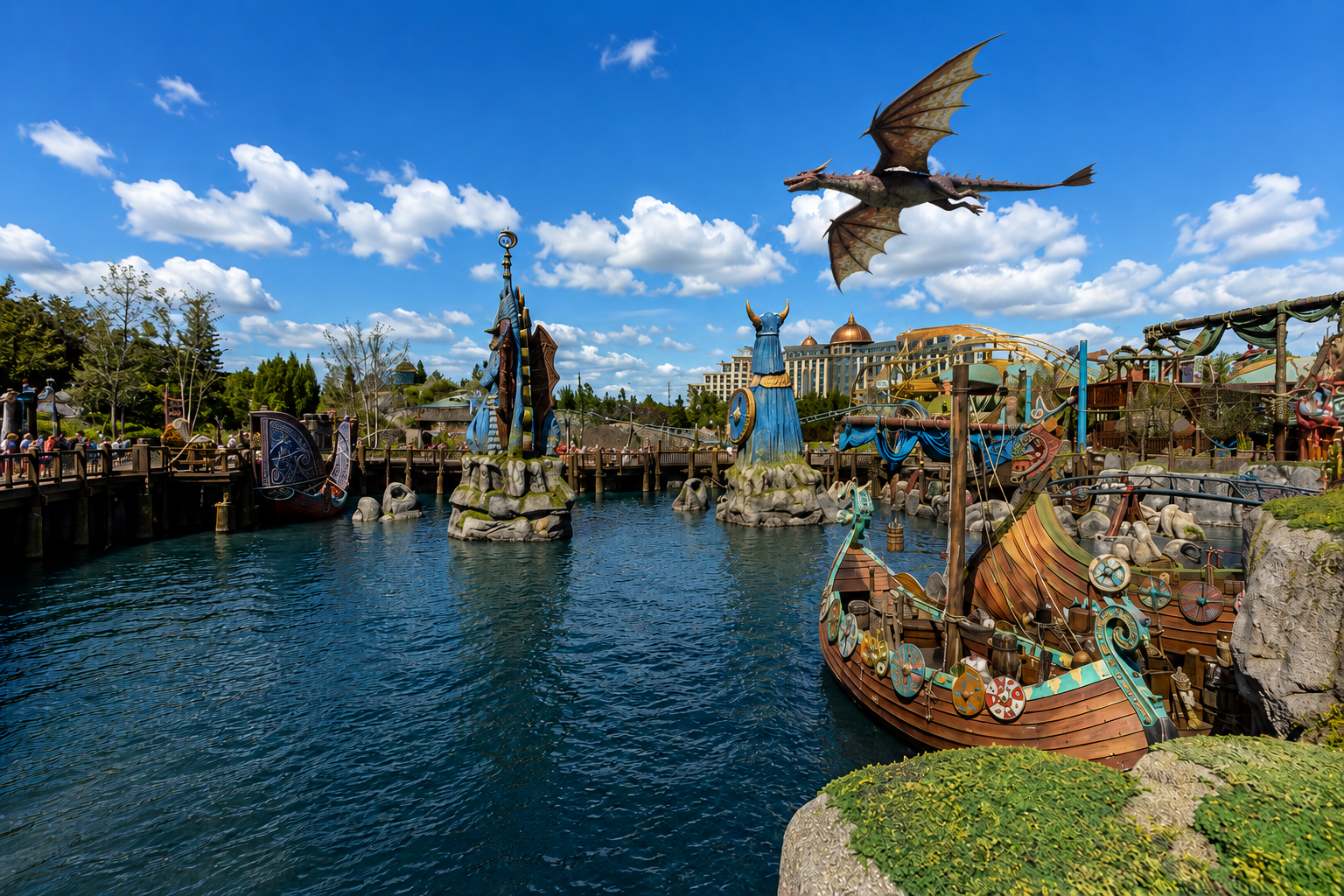 Vila viking Isle of Berk com dragoes