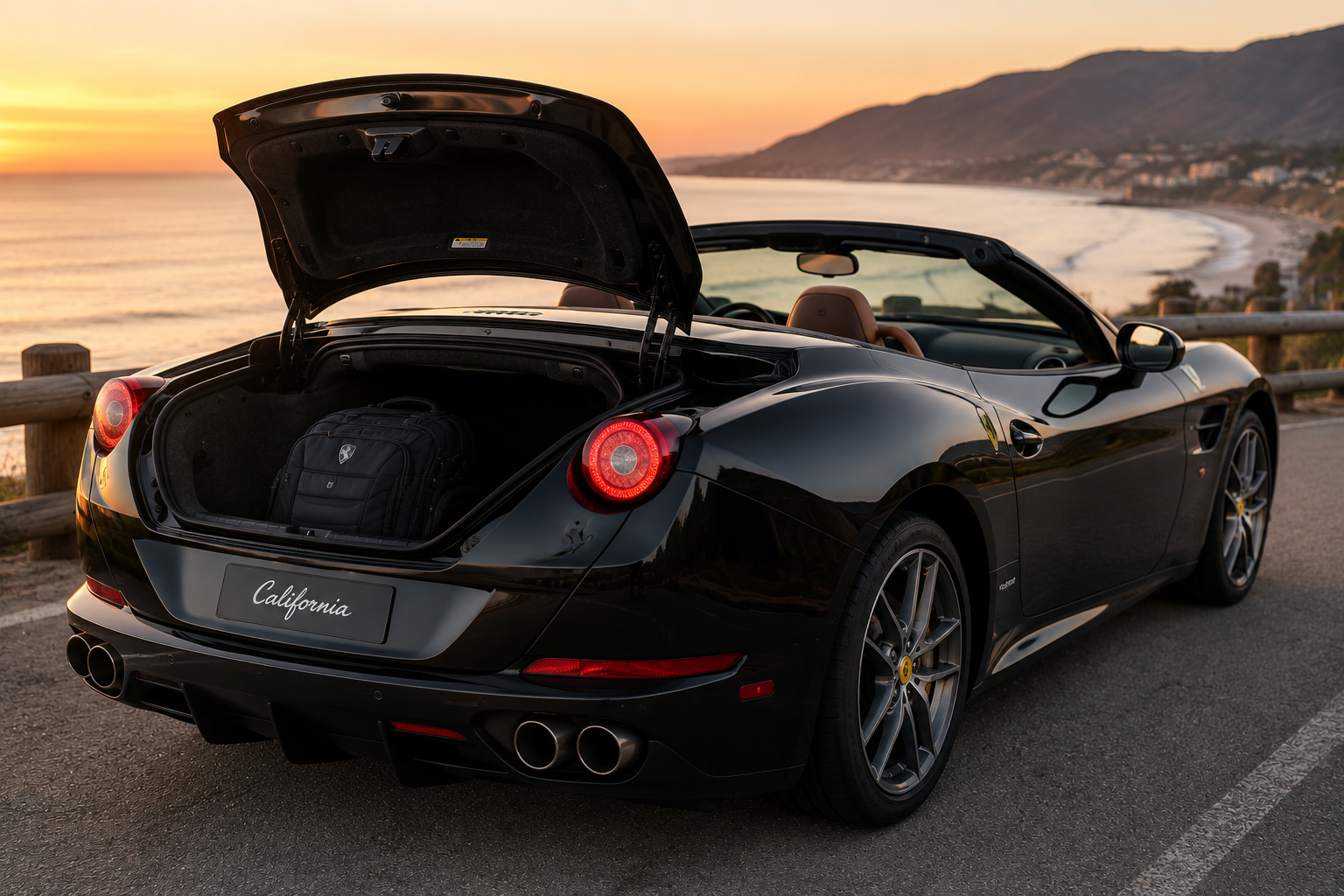 Porta-malas da Ferrari California com mochila