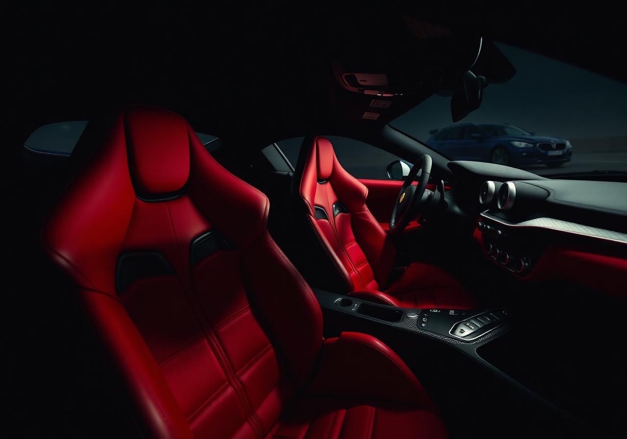 Interior em couro vermelho de Ferrari