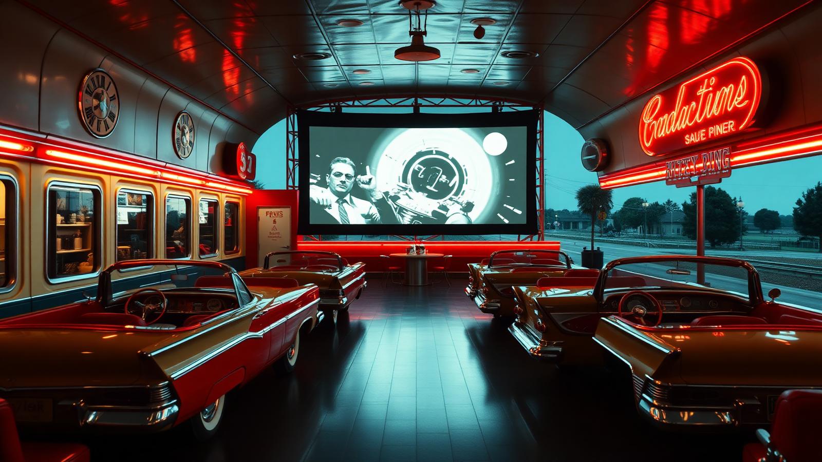 Interior do Sci-Fi Dine-In Theater