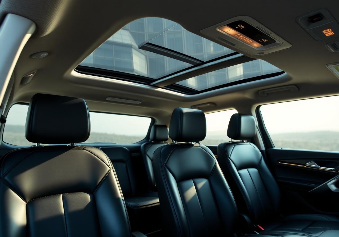 Interior em couro de minivan premium