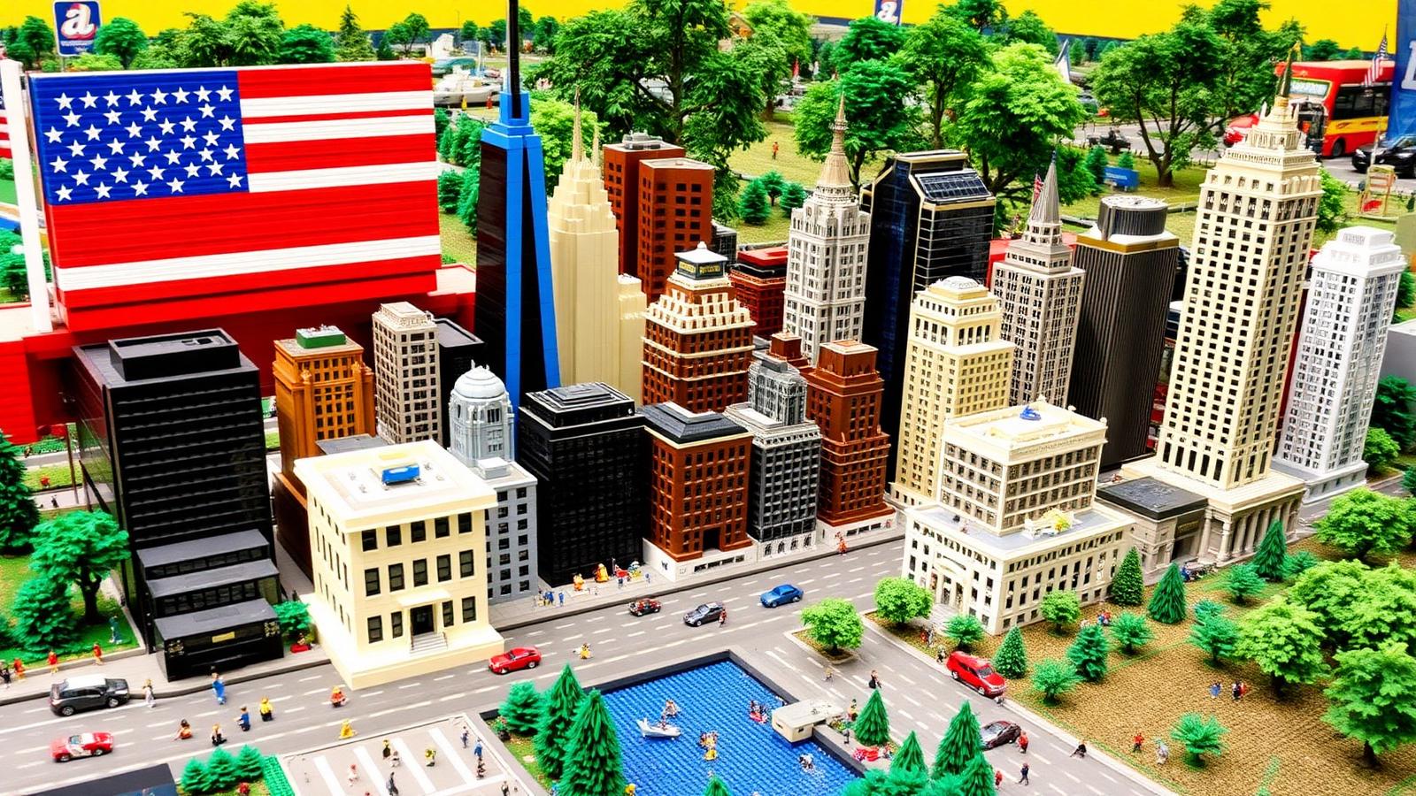 Miniland com cidades americanas em Lego