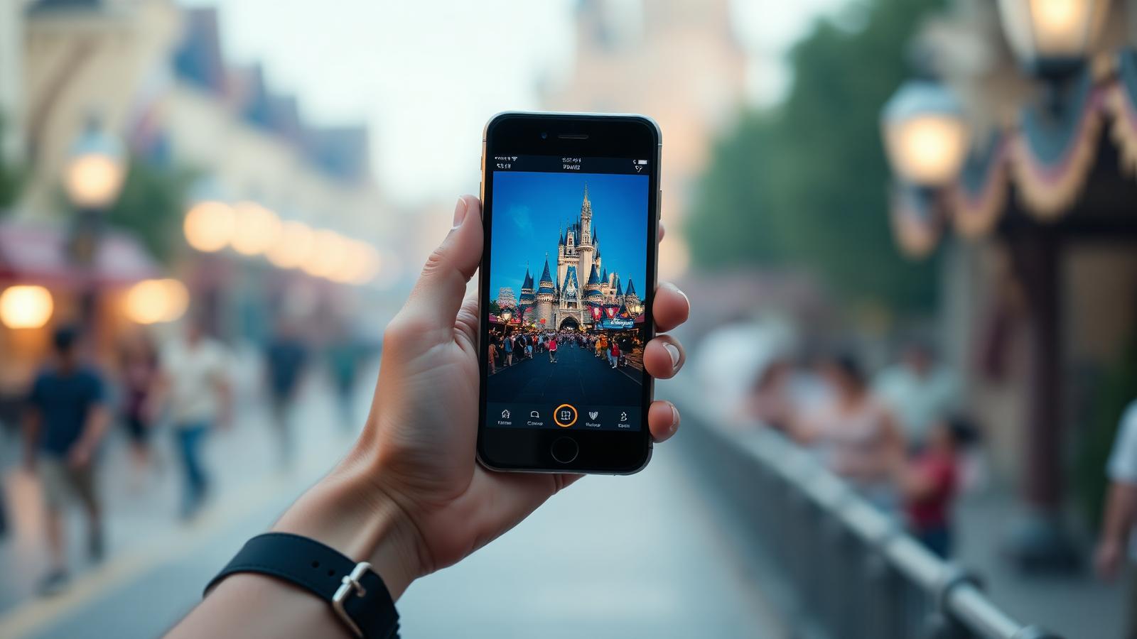 App My Disney Experience em uso na fila