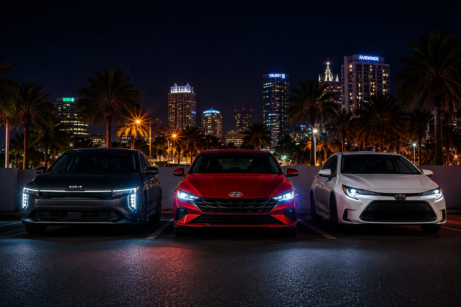 Sedans em Orlando: Kia K4, Sonata e Corolla