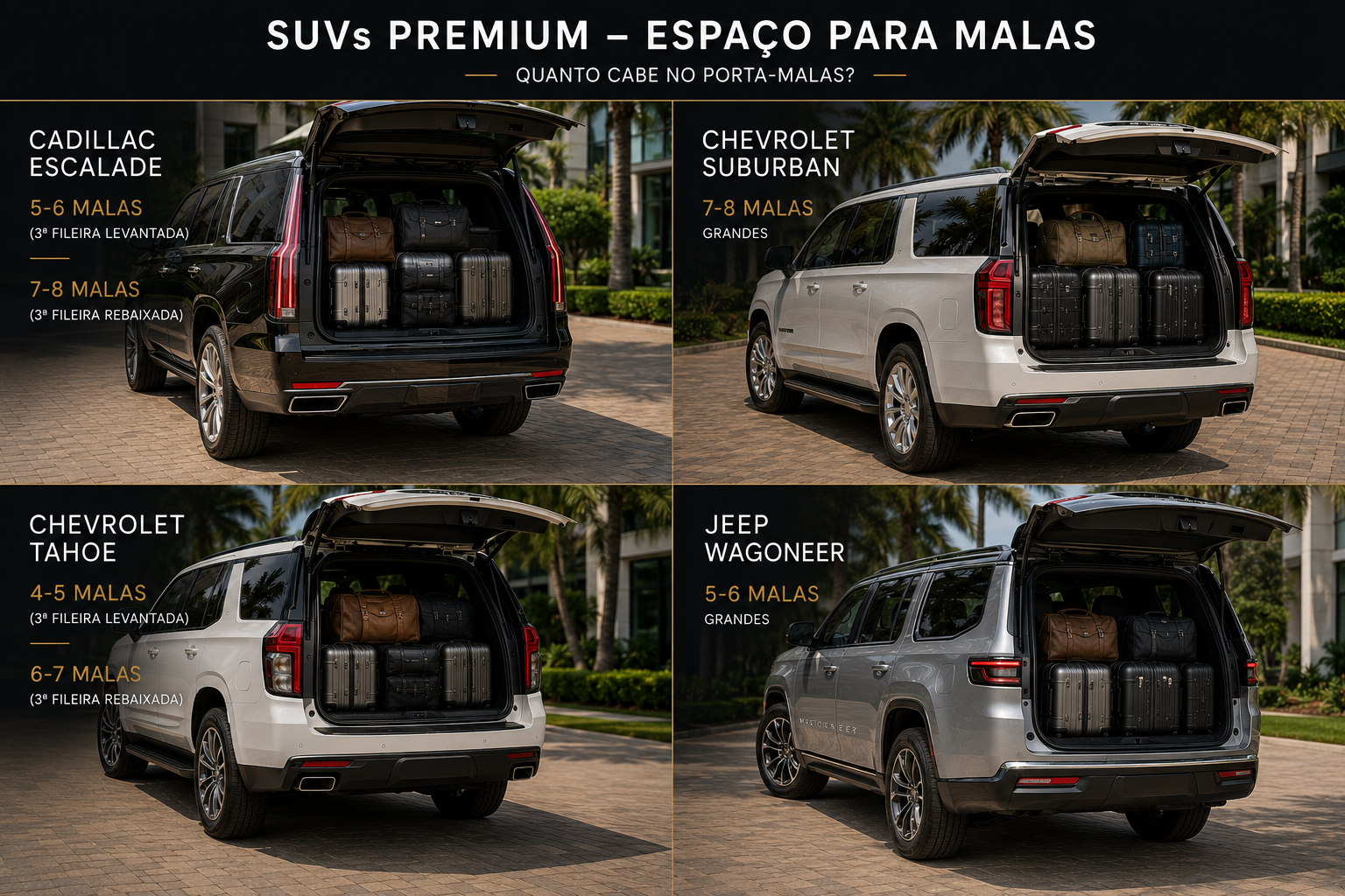 Porta-malas do SUV premium com malas