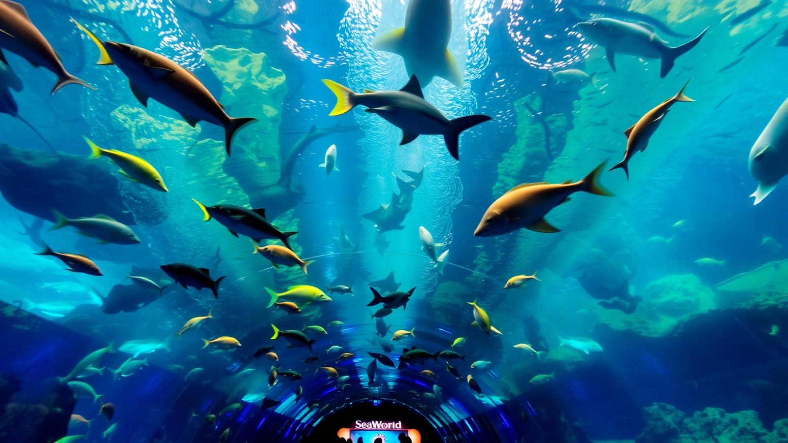 Tunel de aquario do SeaWorld