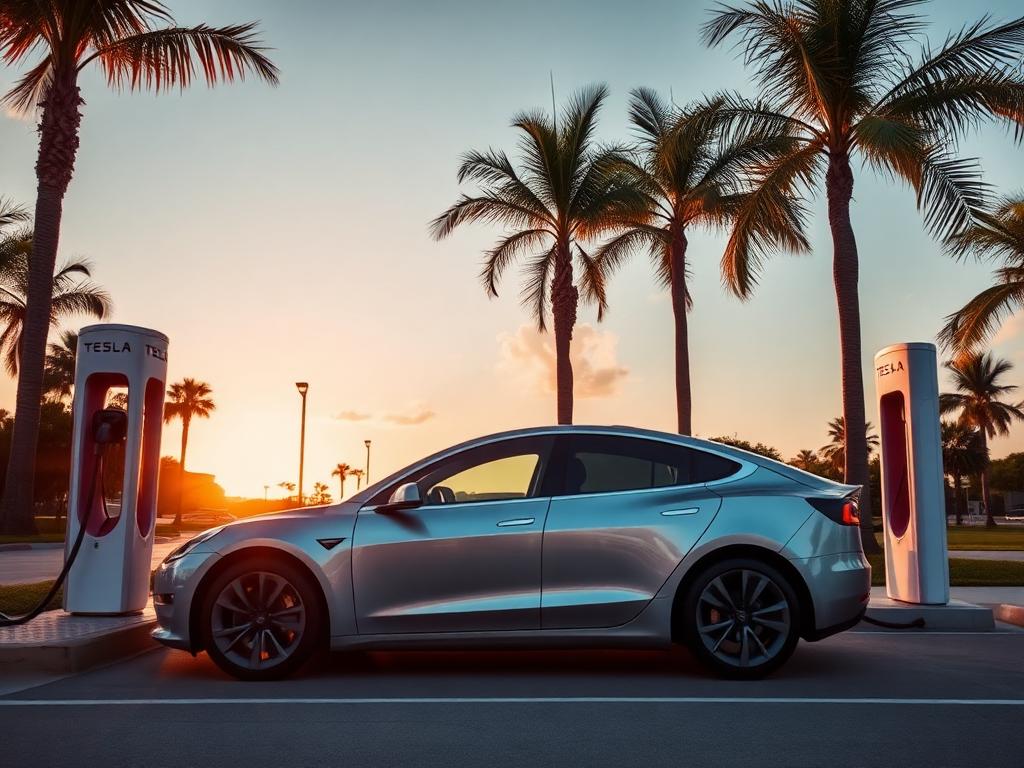 Tesla Model Y carregando em Supercharger